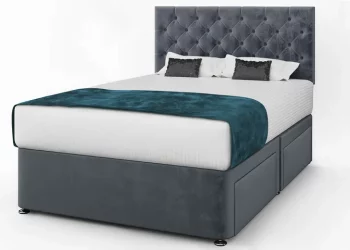 Divan base is a type of storage bed that consists of a wooden structure covered in a soft upholstered fabric
