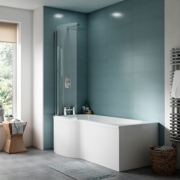 left hand shape shower bath is a spacious shower alongside a deep, luxurious bath