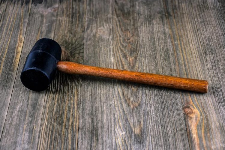 Rubber mallet is a lightweight hammer-like tool with a head made of molded rubber or hard plastic and a wooden or fiberglass handle