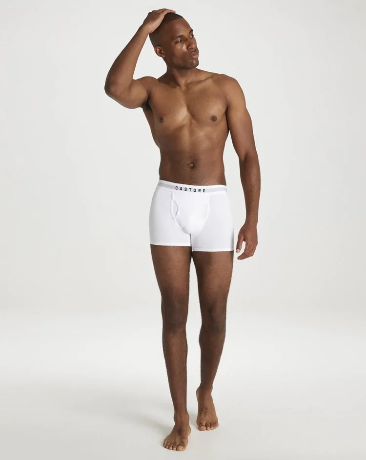 Medium-length boxer briefs are longer, more generously covered, and more square in shape