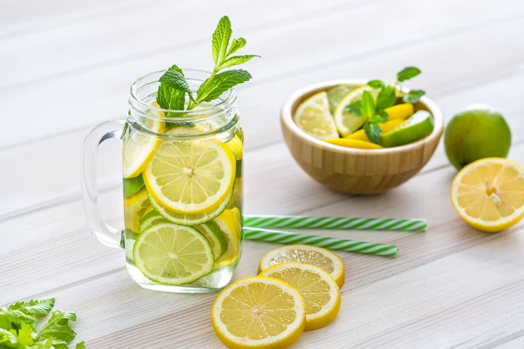 Lemon or lime flavored water is tough to resist. In the summer, it’s simple to stay hydrated by adding fresh fruits and vegetables to your water