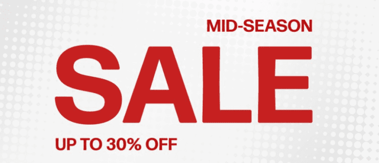 Up to 30% off various items during the midseason sale