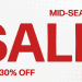 Up to 30% off various items during the midseason sale