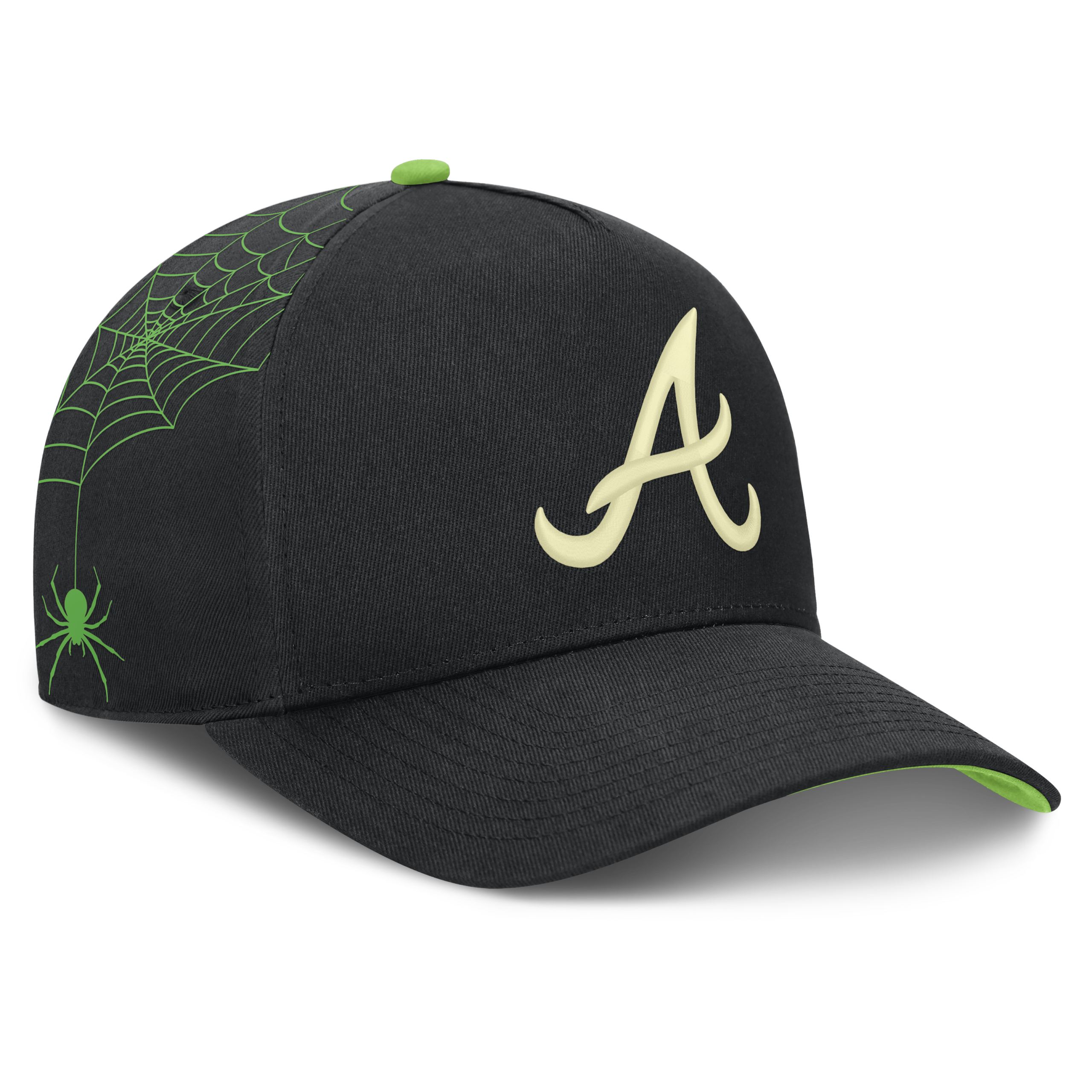 Atlanta Braves black Halloween glow in the dark adjustable hat
