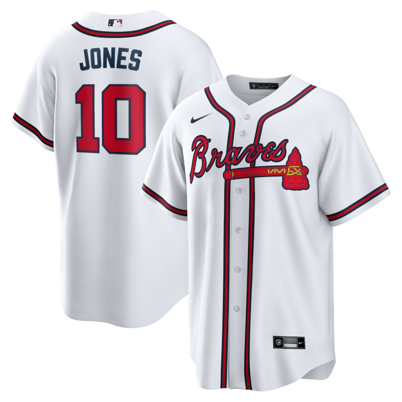 Atlanta Braves Chipper Jones white retired player replica jersey