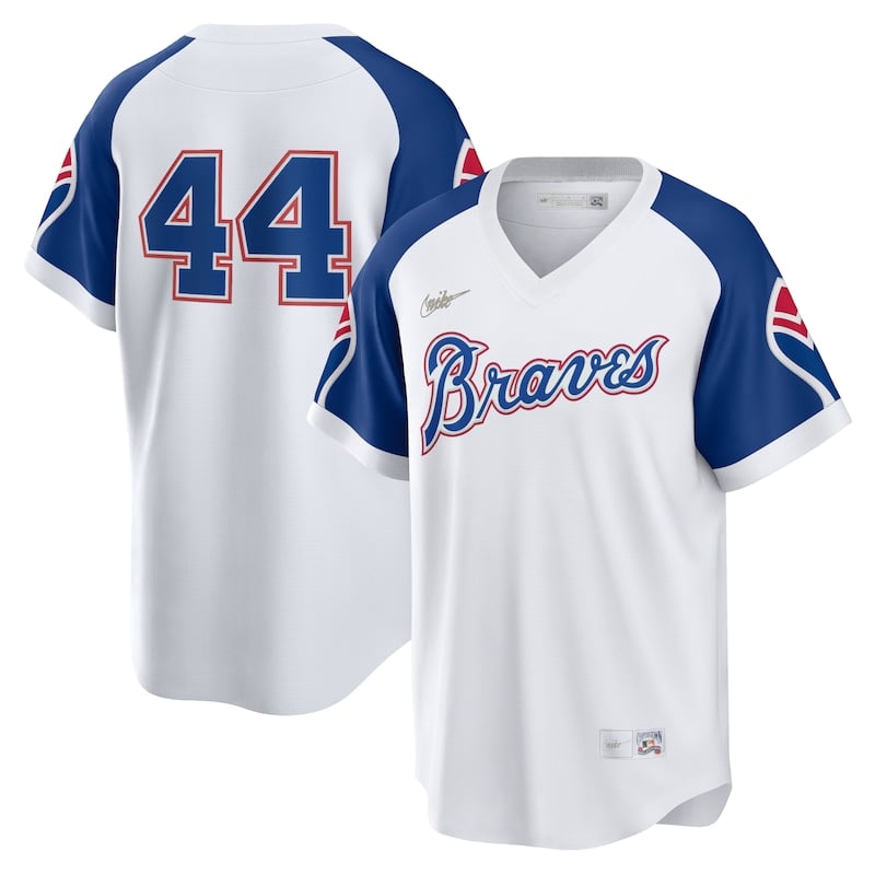 Atlanta Braves Hank Aaron white Cooperstown jersey