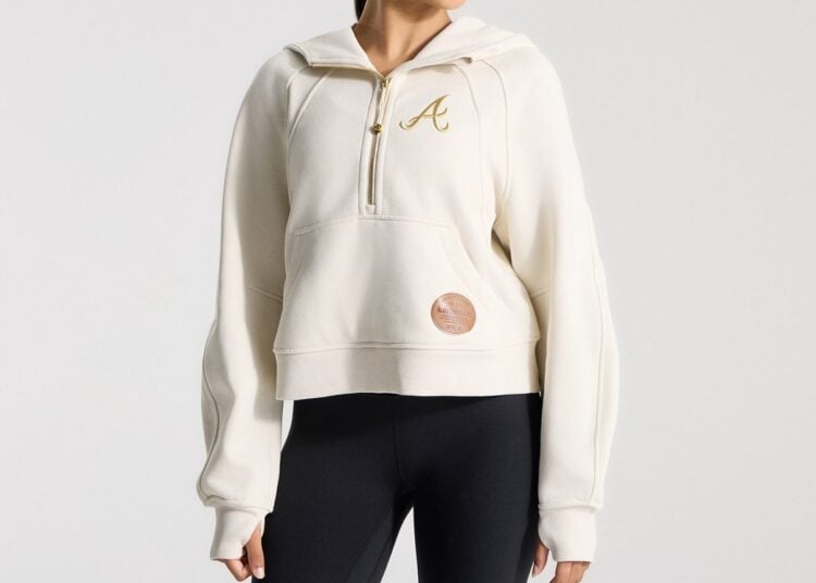 Atlanta Braves light ivory lululemon Scuba oversized half-zip hoodie