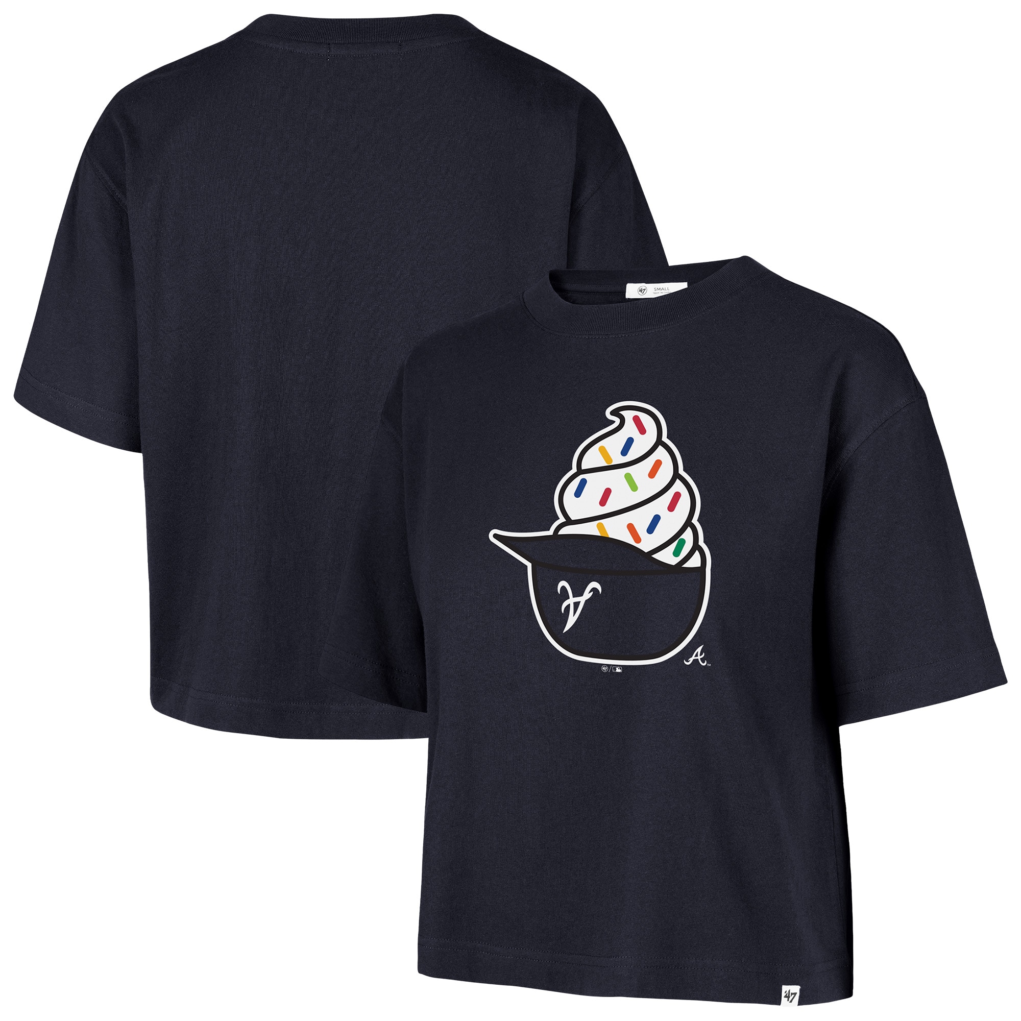 Atlanta Braves women's navy 47 Ice Cream Helmet T-shirt