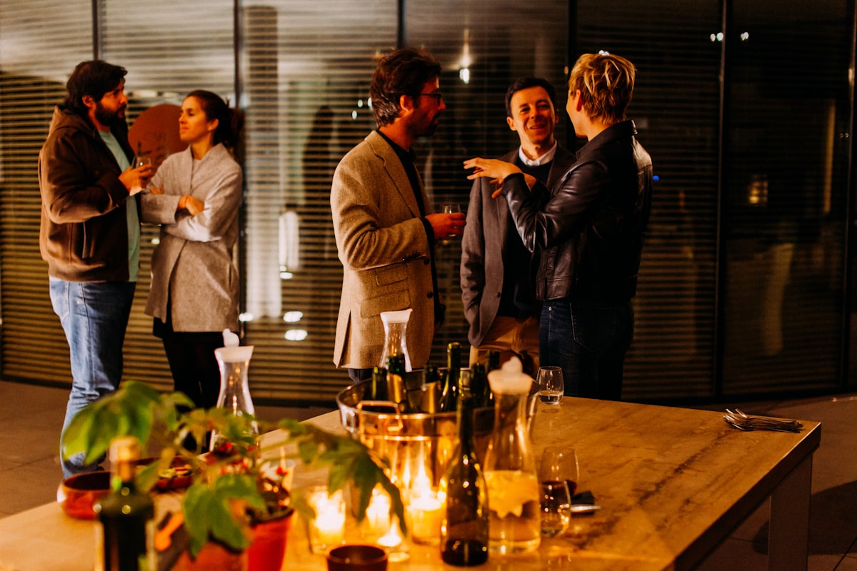 People socializing indoors at an event