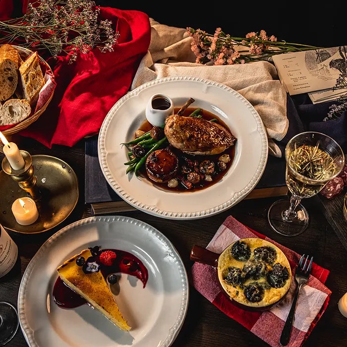Fine dining dish from the Chat Noir Parisian menu