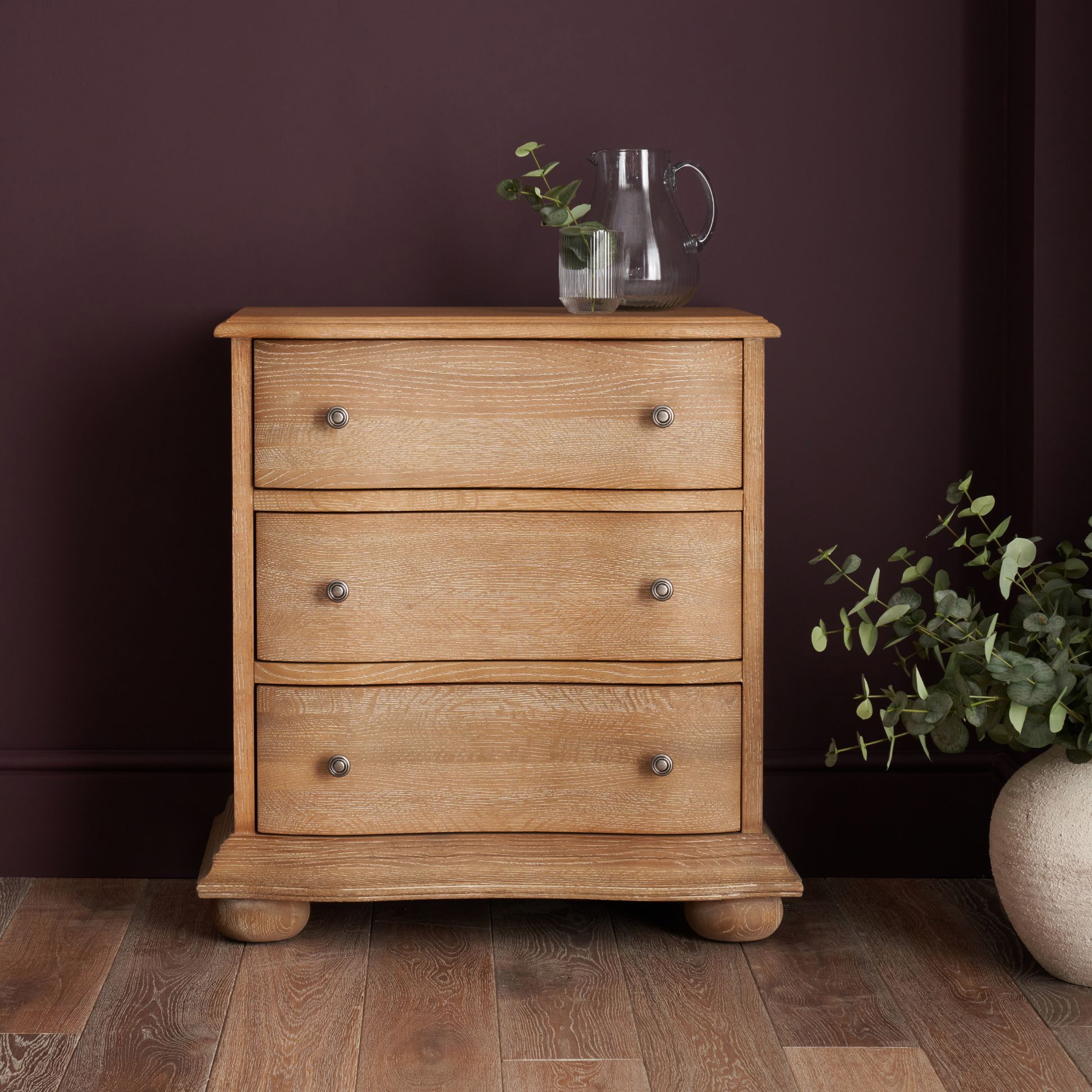 Emporium three drawer chest with turned handles