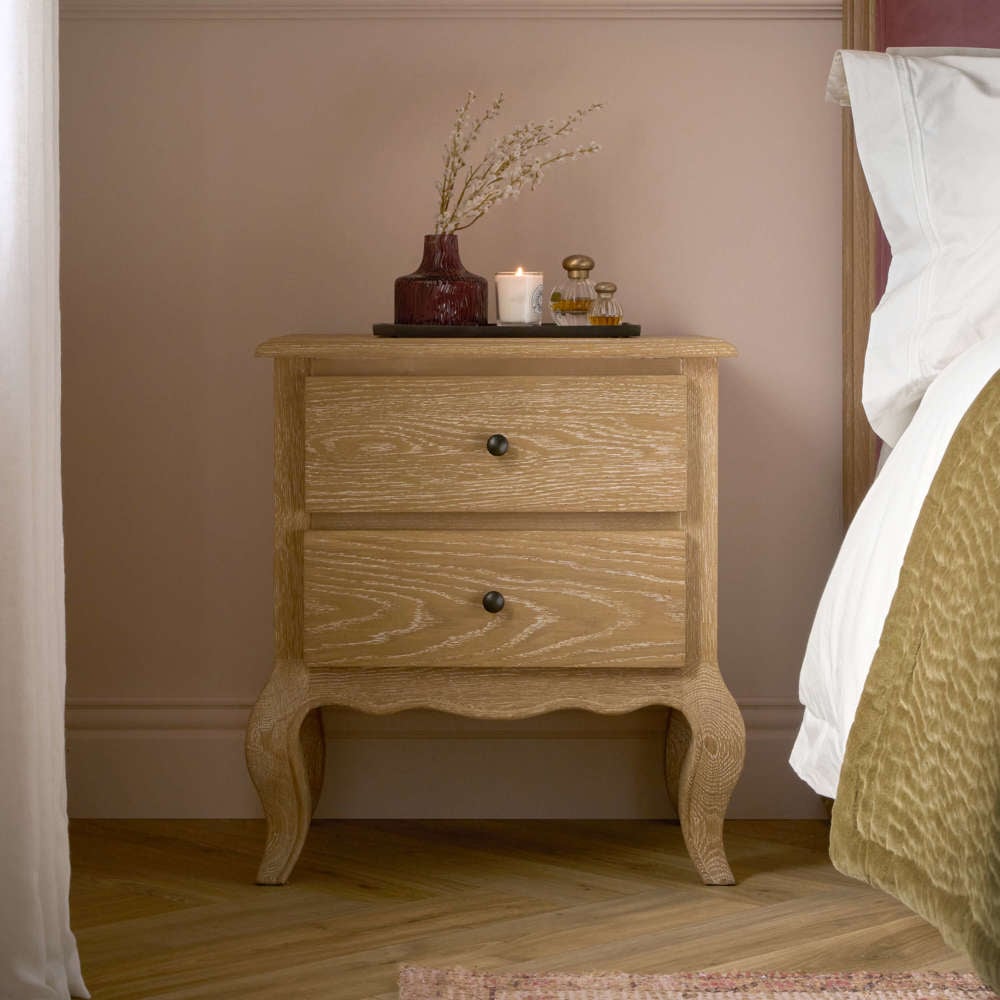 Sienna Beau two drawer bedside table in weathered oak