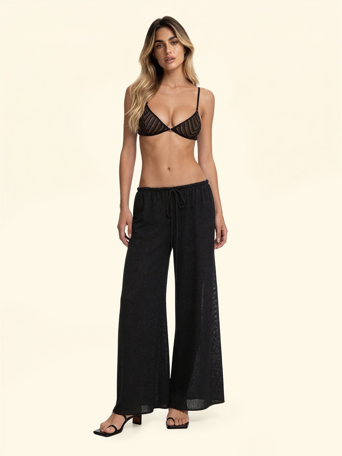 F**K womens black palazzo trousers
