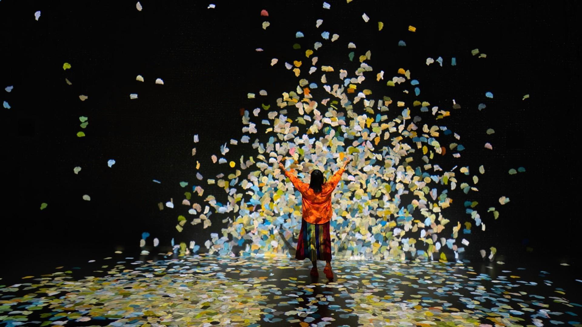Colourful animated brushstrokes filling the Colour In Motion gallery