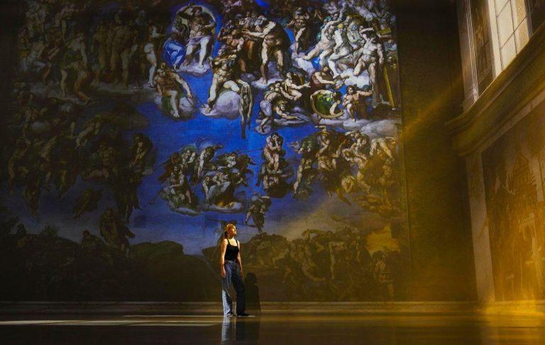 A projected Sistine Chapel artwork inside FRAMELESS