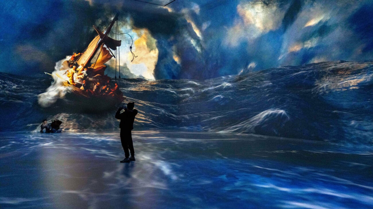 The World Around Us gallery at Frameless with projected landscapes