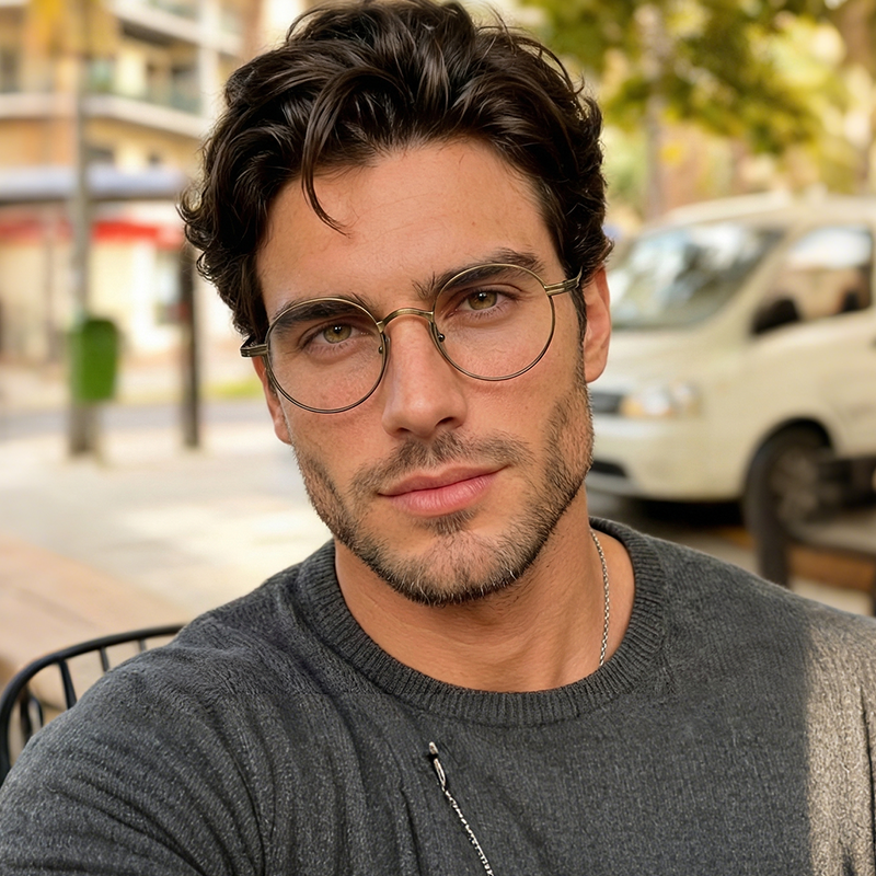 Round eyeglasses styled for outdoor wear