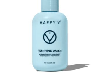 Happy V Feminine Wash bottle and product detail image
