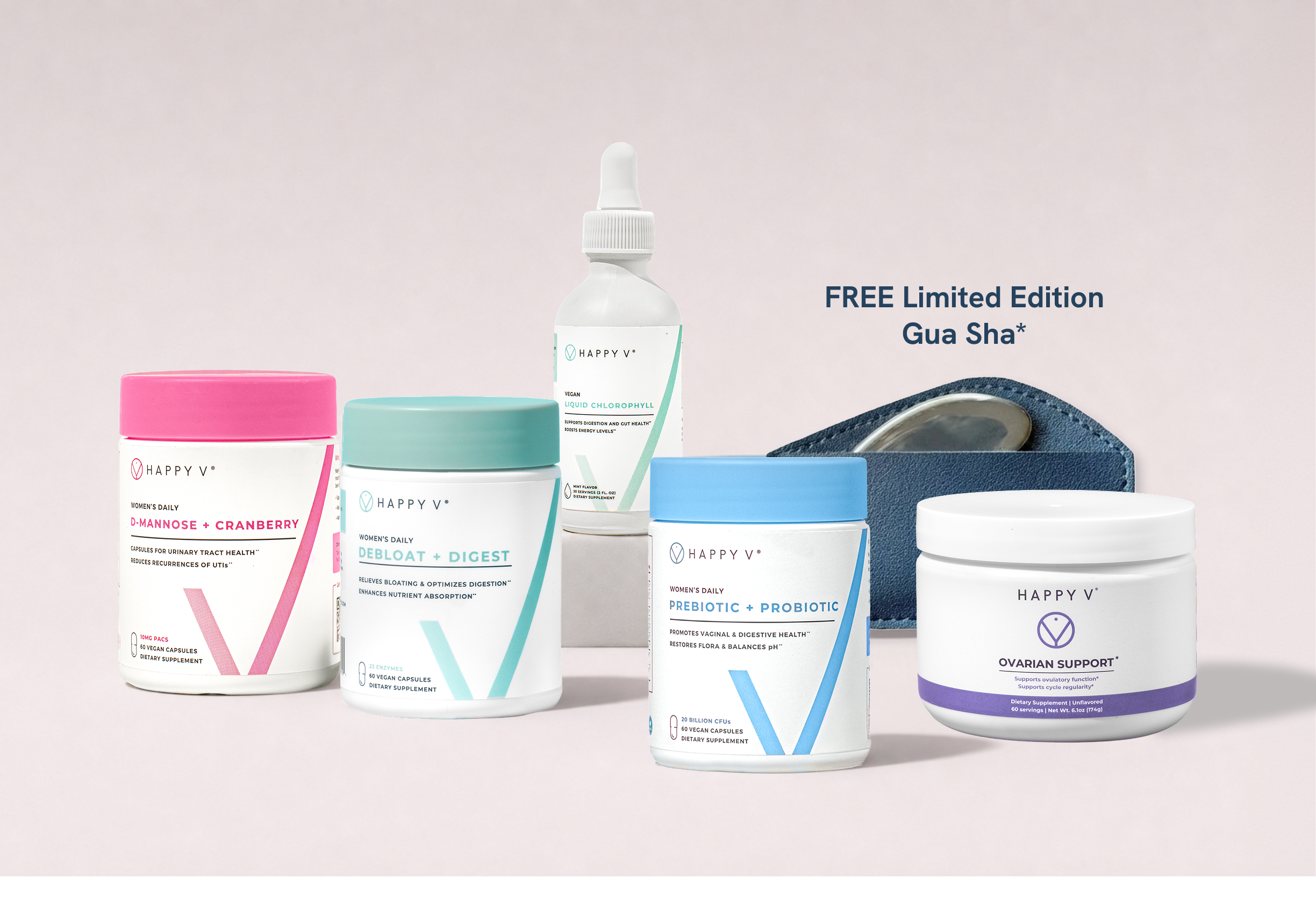 Happy V Total Care Kit bundle arranged on a light background