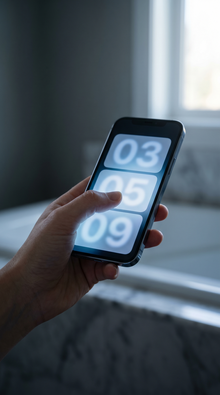 Smartphone mit Kacheln zu Gesundheitswerten in der Hume App