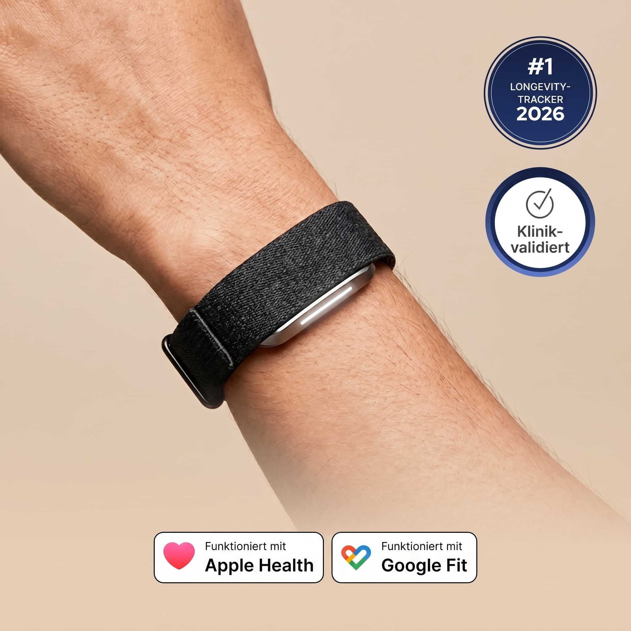 Hume Band 2.0 als schwarzes Wellness-Wearable