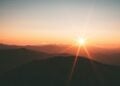 Sunset over mountain ridges