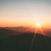 Sunset over mountain ridges