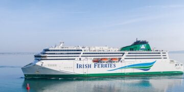W.B. Yeats ferry sailing at sea for Irish Ferries