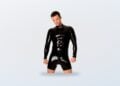 Libidex Round Collar Surfsuit with long sleeves in black latex