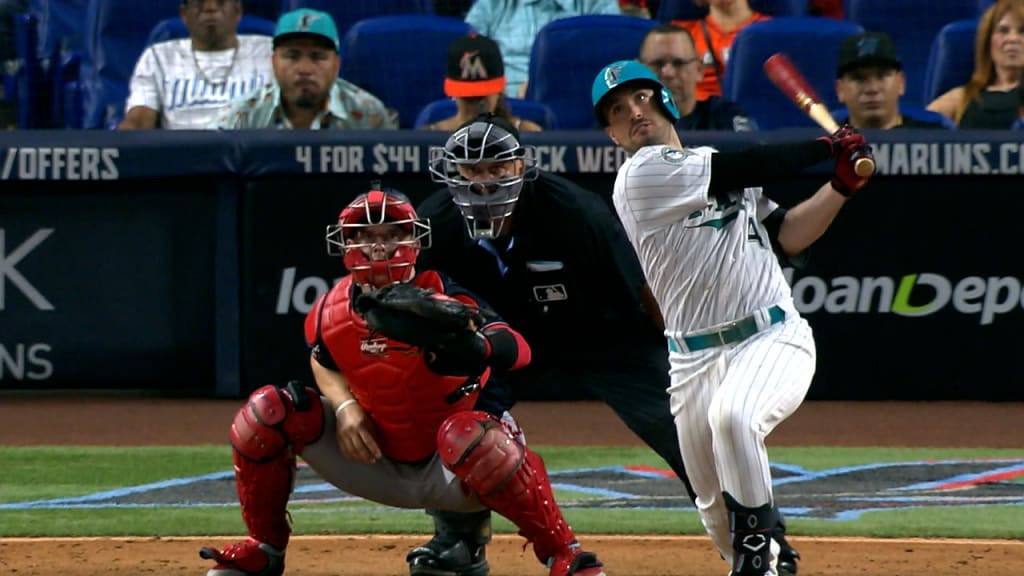 Miami Marlins batter in white uniform during a game