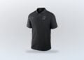 Single side view of black Nike Dri-FIT Victory Polo with Miami Marlins graphic