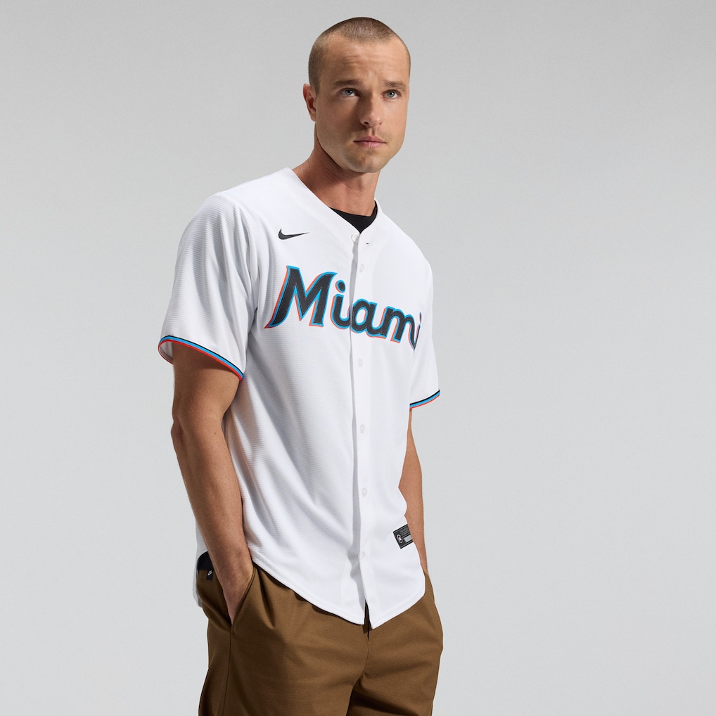 Miami Marlins Nike white home replica team jersey