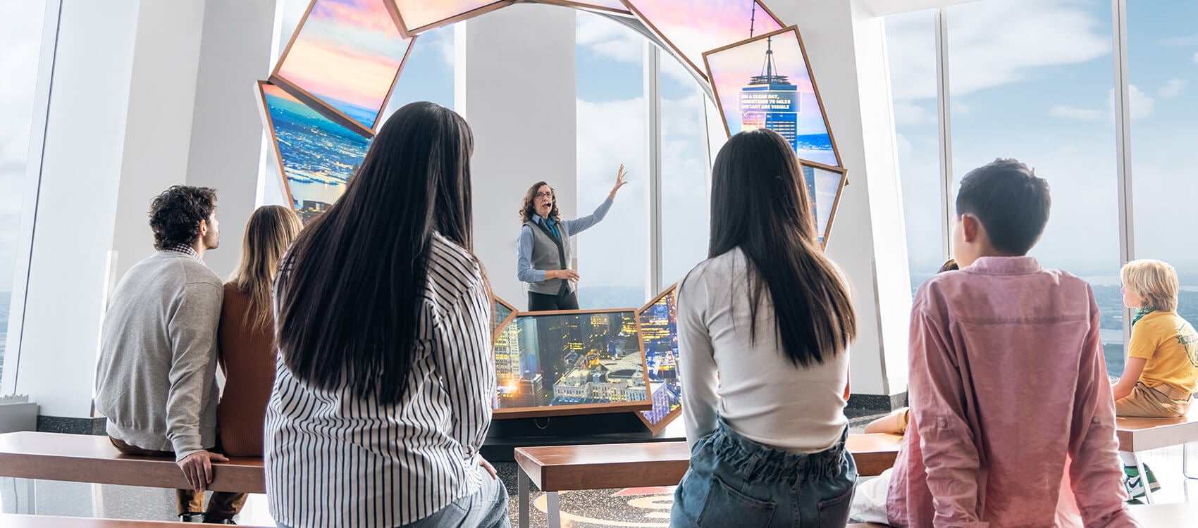 Dining area at One Dine with views over New York