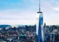 Aerial view of One World Trade Center and the Lower Manhattan skyline
