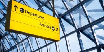 Airport departures sign