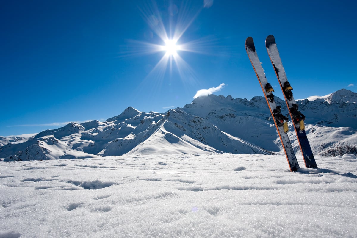 Skier on a snowy mountain holiday
