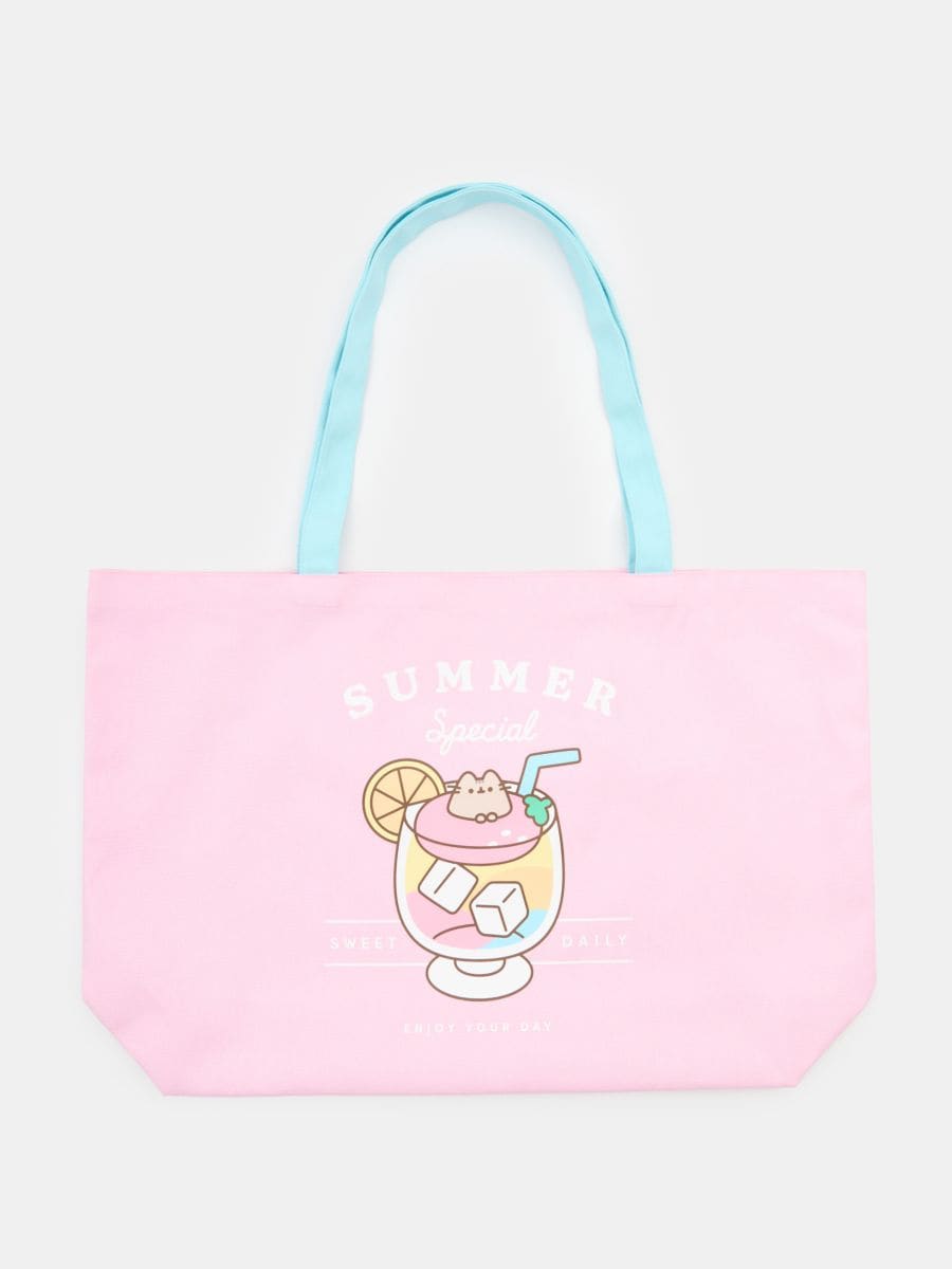 Pastelinė rožinė Pusheen medžiaginė tote rankinė