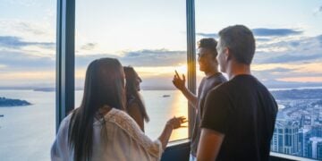 Sky View Observatory interior with Seattle views through the windows
