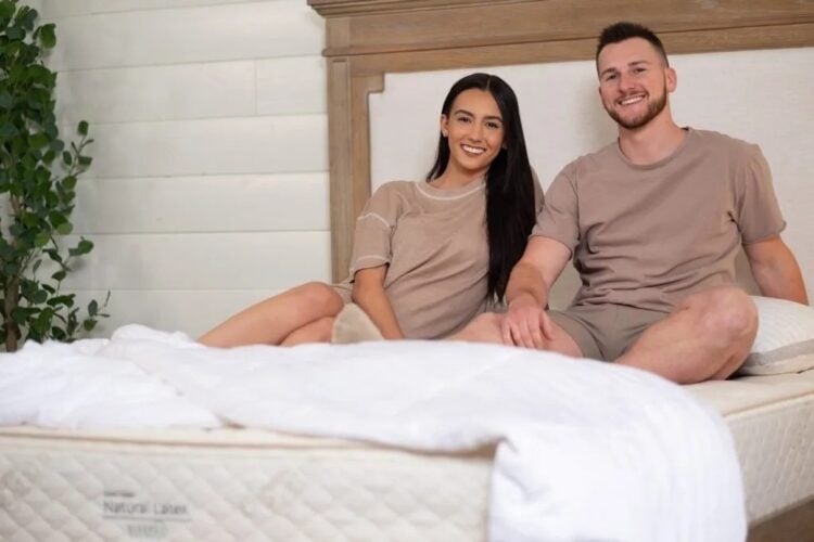 Sleep EZ latex mattress styled in a bedroom setting