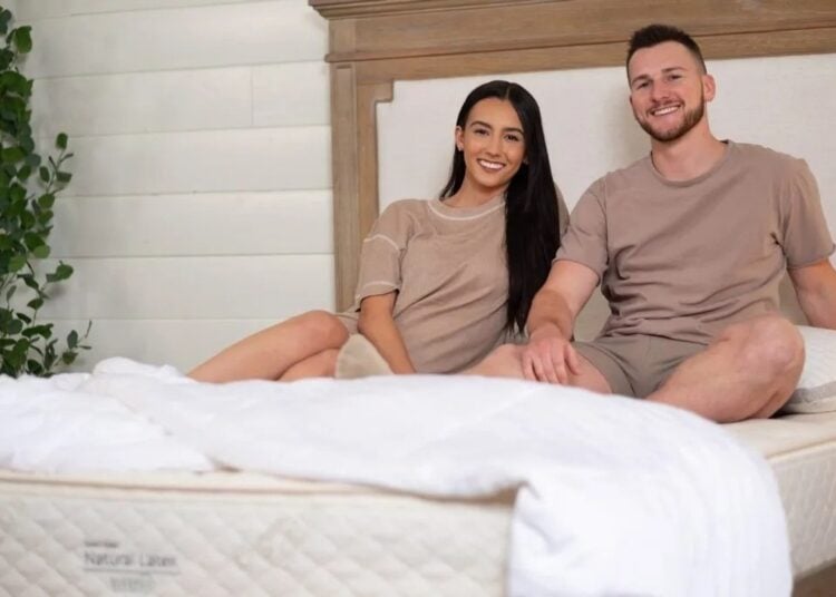 Sleep EZ latex mattress styled in a bedroom setting