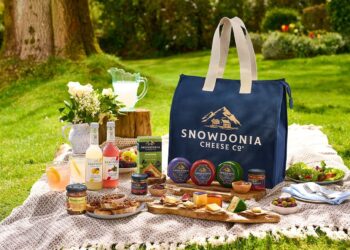 Snowdonia cheese picnic cool bag with soft drinks and accompaniments