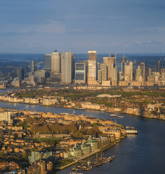 Canary Wharf skyline seen from The View from The Shard