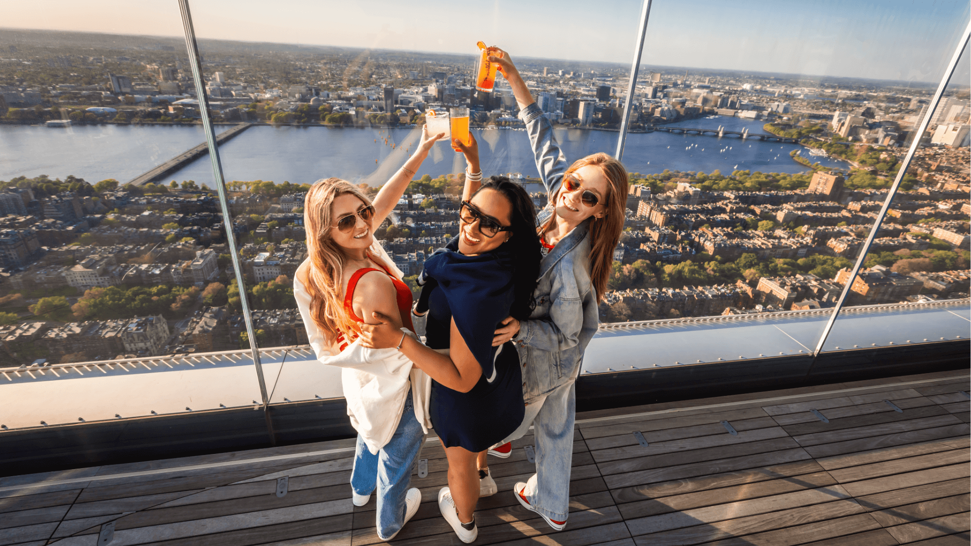 Open-air Cloud Terrace at View Boston with Boston skyline views