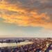 Panoramic Boston skyline viewed from the View Boston observation deck