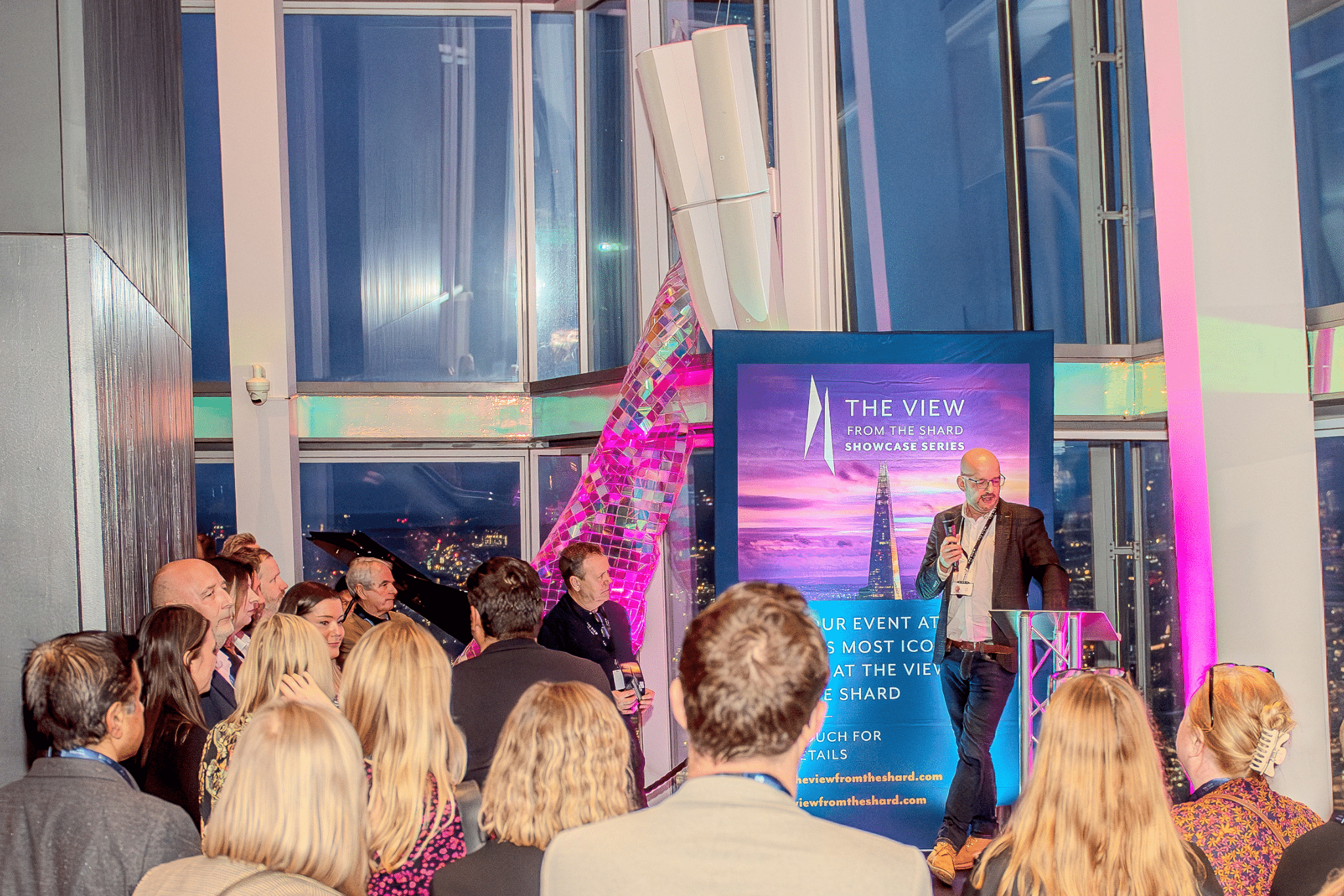 Audience watching an event presentation at The View from The Shard