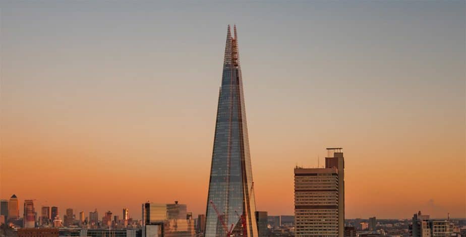 The Shard exterior rising above the London skyline