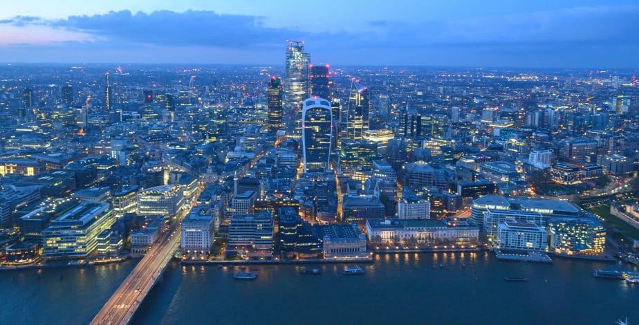 London city skyline view from The View from The Shard