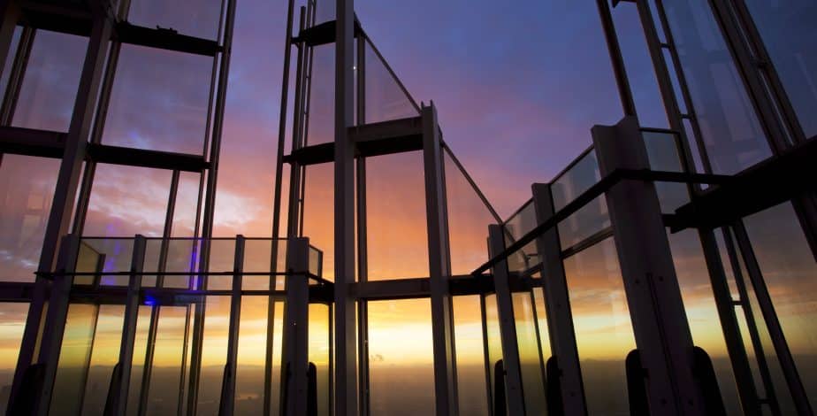 Open-air Skydeck at sunset at The View from The Shard
