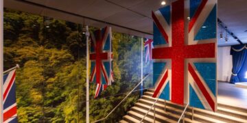 Union Jack stairwell display inside The View from The Shard