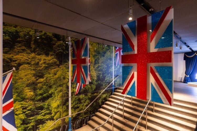 Union Jack stairwell display inside The View from The Shard